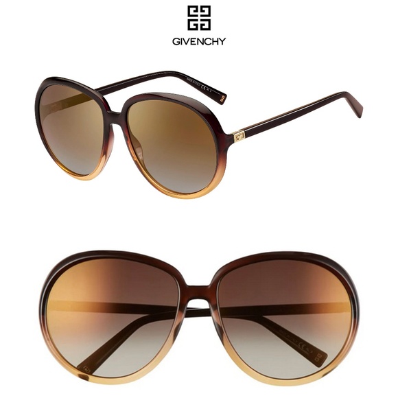 GIVENCHY GV7180/S GLNJL BROWN/YELLOW GRADIENT BROWN FLASH ROUND SUNGLASSES. 61mm - Picture 1 of 13